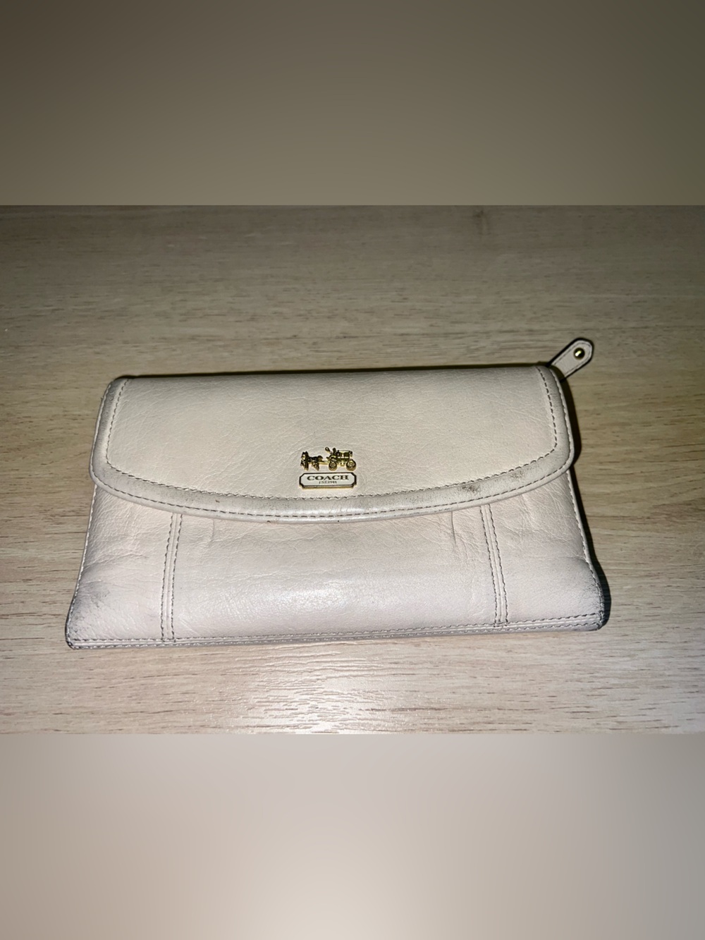 Coach Madison Leather Envelope Wallet + Checkbook Cover – Off White/Ivory